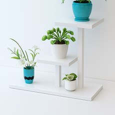 現代風格室內盆栽整理架, 3層, 白色