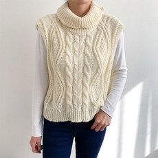 麻花高領短版針織背心