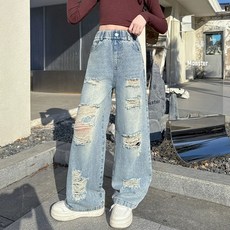 에이비프 아동용 와일드 데미지 패턴 찢 청바지