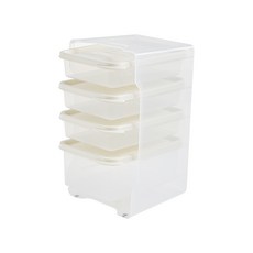 EASY&FREE 冰箱直式2號收納盒 象牙白色+淺型保鮮盒 1L*3入+深型保鮮盒 1.9L, 1組