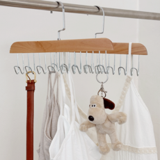 DEMIMOOD 多用途內衣細肩帶領帶皮帶帽子掛架, 天然木色, 2個