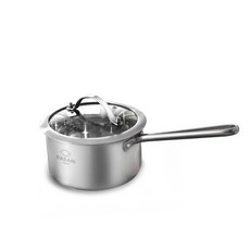 CASANI 電磁爐適用Cicina系列不鏽鋼單柄湯鍋+玻璃鍋蓋, 單色, 18cm