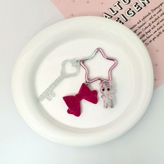 리본 얼룩냥 키링, 핫핑크, 1개
