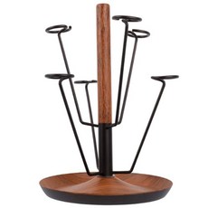 조이앤조이 유리 컵 원형 거치대, 브라운 + 블랙, 1개