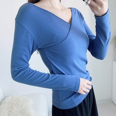 이지스튜디오 여성용 숄더 랩 포인트 요가 긴팔 티셔츠