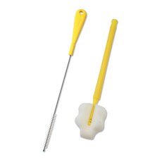 babybear 隨行杯清潔刷 長柄寬版海綿 + 吸管刷 2件組, 1套, 黃色