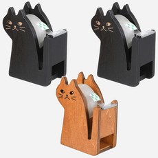 MONACO OLIVE 喵喵原木膠帶台 自然色 + 黑色 2件組, 1套, 自然色, 黑色