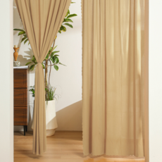 Ecster 現代簡約廚房門窗多用途穿桿式門簾隔斷簾, 沙黃色