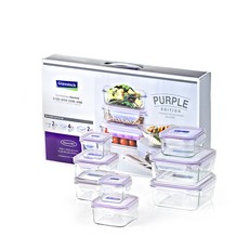 Glasslock 方形食品保鮮盒禮盒 紫色 8件組, 1套, 8入
