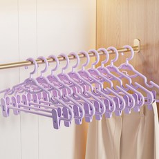 solve living 套組收納 無痕防滑夾式衣架 褲架, 紫色, 10個