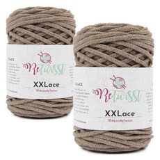 ReTwissT XXLace再生棉混紡編織繩線, 5009深米色, 65m, 2入