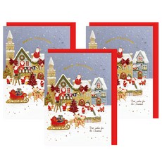 From&To 聖誕老人村風景聖誕卡 FS7102-4, 3個, 混色