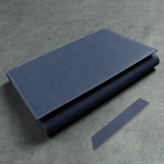 AVA Saffiano 開放式書套 L, 1個, 靛藍色(書套), 隨機出貨(書籤)