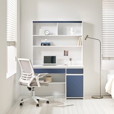 리파 1200 도어형 책상 + 책꽂이 세트 방문설치, 네이비