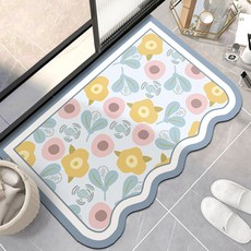 위더홈 큐티 플라워 웨이브 다용도 매트, 블루, 1개