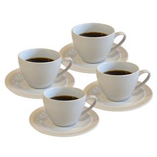 Claytan 咖啡杯 4 件套, 4套, 米色輪輞