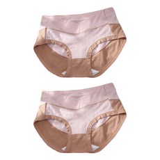 쫀쫀한 V형 베이지톤 배색 산모 속옷 팬티 2P
