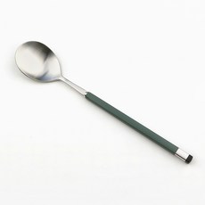보겐 스퀘어 투톤 커트러리 숟가락, 실버 + 올리브, 단품, 1개