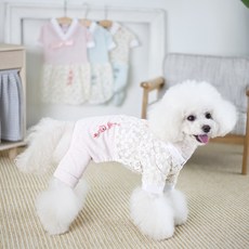 AMYLOVESPET 花朵印花韓服寵物連身裙, 粉色的