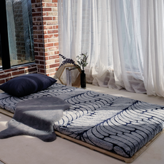 마벨러스홈데코 극세사 퍼 밍크 3단 접이식 매트리스, 인디고 블루