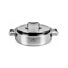 QUEEN SENSE 電磁爐適用Ruby系列5層不鏽鋼雙耳淺湯鍋+鍋蓋, 24cm, 單色