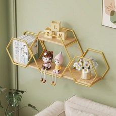 순잠 북유럽 스타일 인테리어 벽걸이 선반, 골드, 2단
