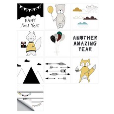 P31 可愛簡約磁磚貼紙 14 狐狸 10入組, 混合色