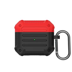 Valence Lucid 雙色 AirPods Pro 保護殼 + 登山扣組, 單一商品, 紅色 + 黑色, 1個