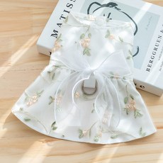 ArtiPet 花朵刺繡蝴蝶結牽引洋裝, 1個, 白色