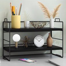 DIMOEO 迷你多功能書桌收納木質層架, 2層, 黑色