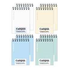 Misoro A6校園筆記本4件組, 白色+象牙白+藍色+薄荷綠, 2組