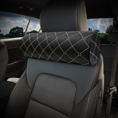 I-VILL 車用圓筒形頸枕, 1個, 黑色 + 金色縫線