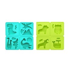 사각 애니멀 실리콘 얼음틀 2p, 그린, 민트, 2개
