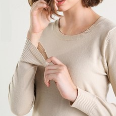 더시럽 여성용 슬림라인 라운드넥 니트