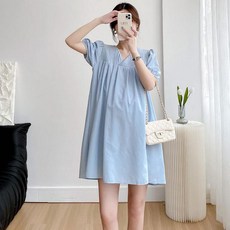 다다랜드 임산부 브이넥 미디 원피스