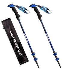 BUFFALO 登山杖 2入+收納袋, 藍色(登山杖)