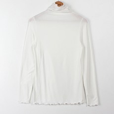 빼빼 여성용 물결 터틀넥 슬림 스판 티셔츠