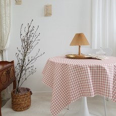 格紋防水桌布, 粉紅色, 180 x 150cm