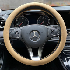 Hopes 皮革圓形汽車方向盤套, 點綴款象牙白