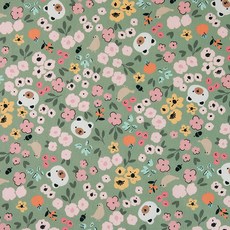 COTTONVILL 20支雙花棉布料 蜂蜜熊款, 綠色