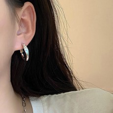 젤루나 볼드 플랫 굴곡 원터치 링귀걸이 P-262