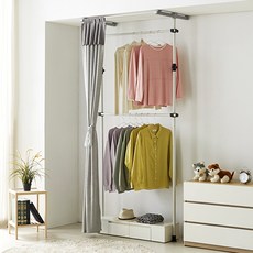 UPGRADE 簡約雙層窗簾衣架, 象牙白 + 灰色