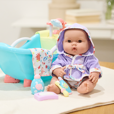 Berenguer 沐浴遊戲 無表情娃娃 橡膠身體 36公分 + 附出水蓮蓬頭浴缸組合, 1套, 薰衣草