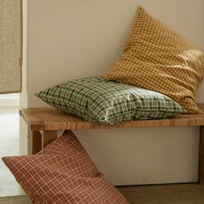 DECOVIEW 復古格紋座墊套, 芥末