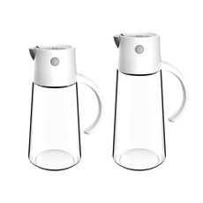 Bloom at home 自動開啟玻璃油瓶 550ml + 650ml 套組 白色, 1套, 請參考詳細說明