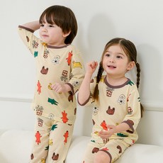 bonumam 兒童七分人造絲家居服上下套裝