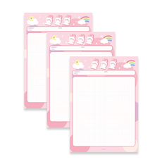 MANET Vertical Luna Bunny Pong Shil Pong Sil 記事本 B5, 3個, 粉色+白色