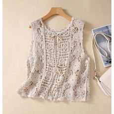 immong 女款圓領蕾絲花朵Darling背心