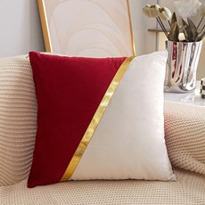 홈플로우 사선 골드 라인 포인트 화이트 쿠션 커버