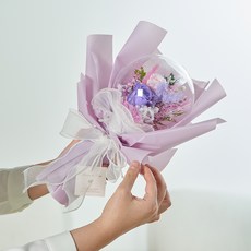Maison de Flore 不凋謝鮮花 永生花 LED燈 壓克力氣球花束, 紫羅蘭色